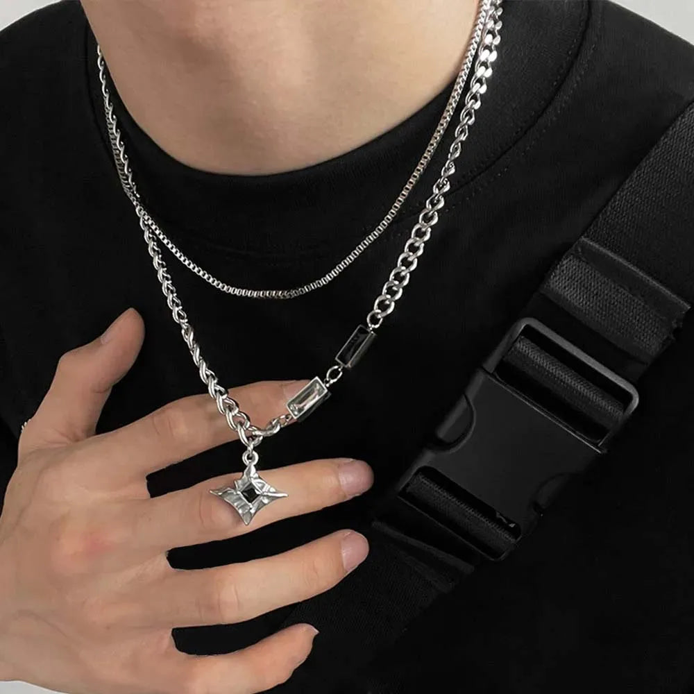 Collar de doble capa de estrella de circón