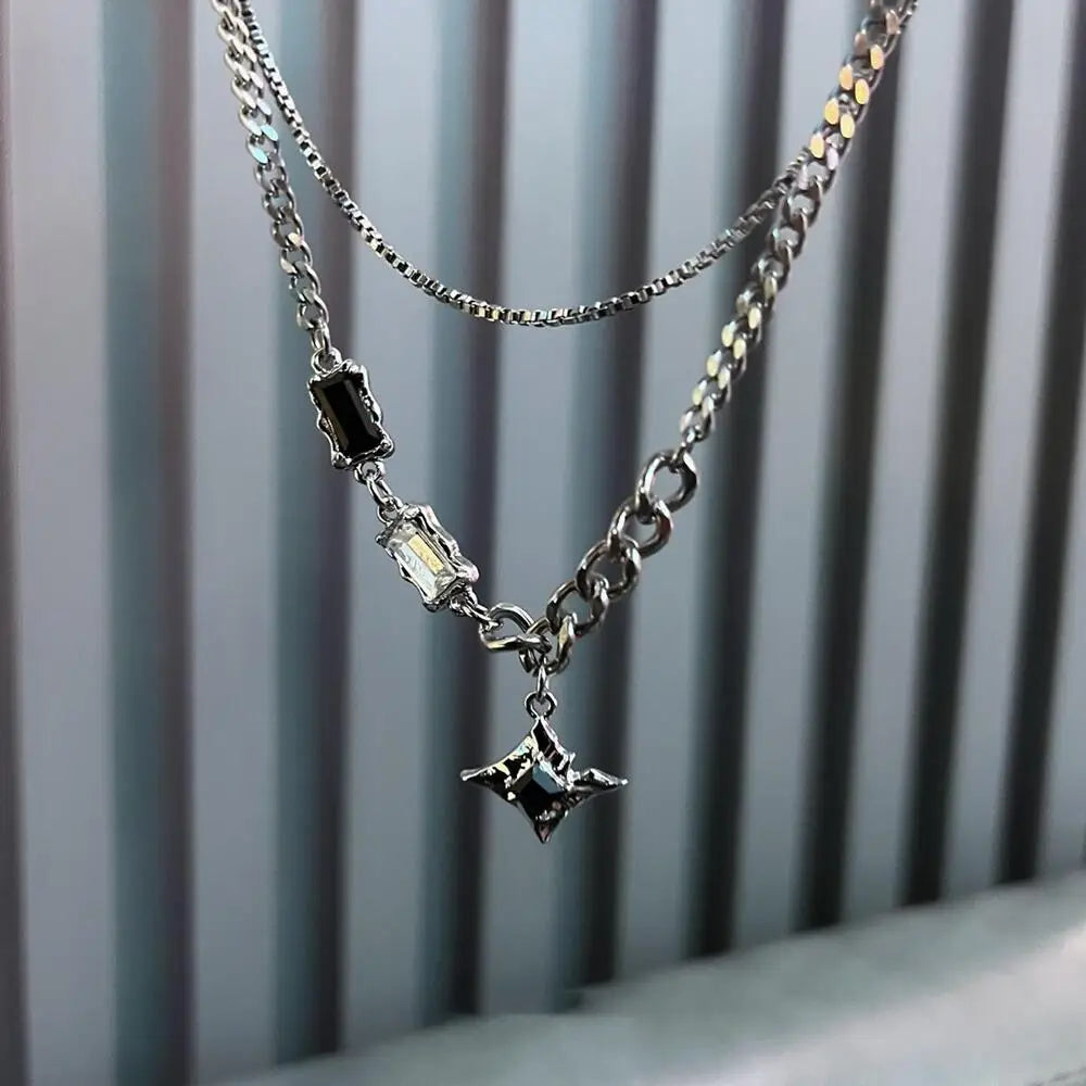 Collar de doble capa de estrella de circón