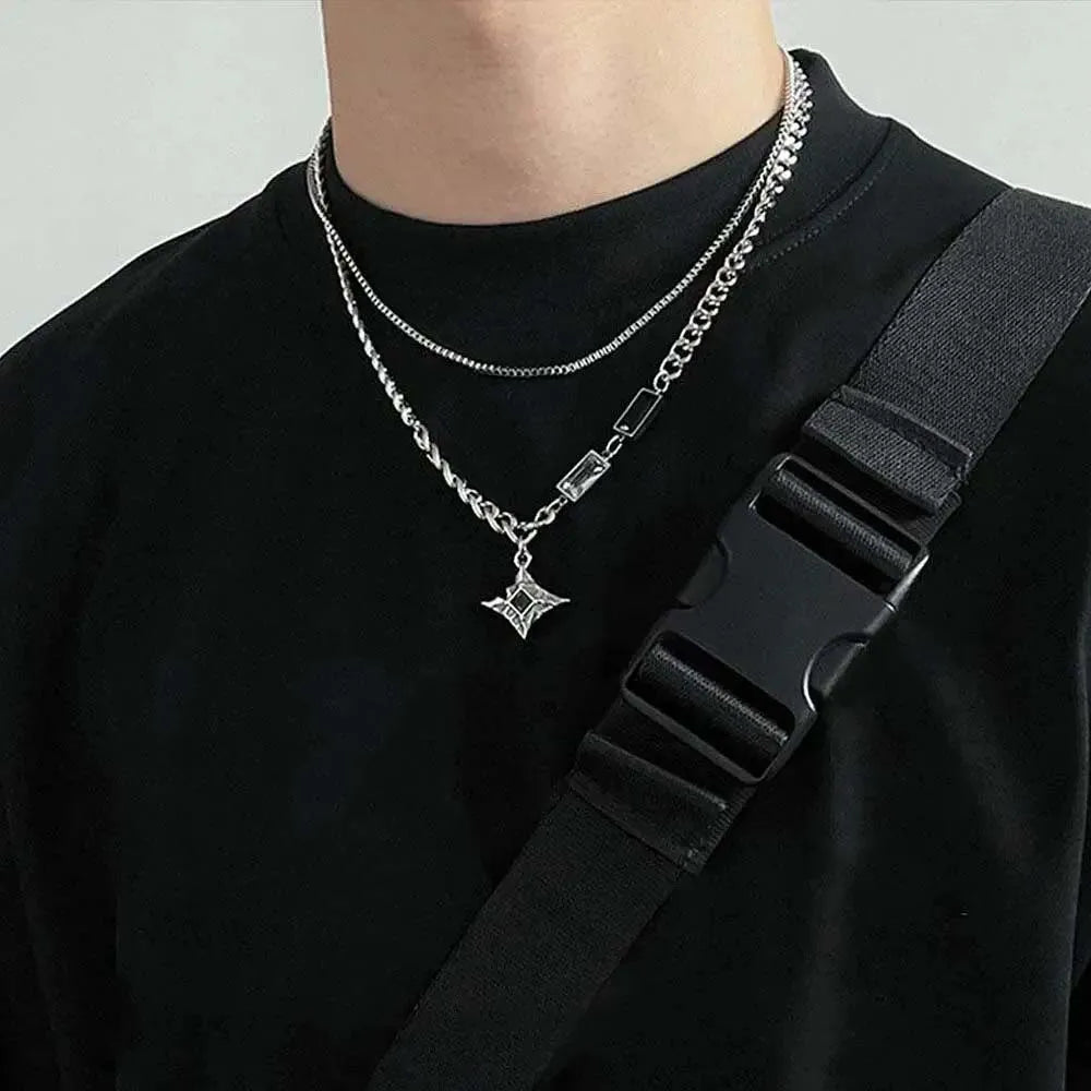 Collar de doble capa de estrella de circón