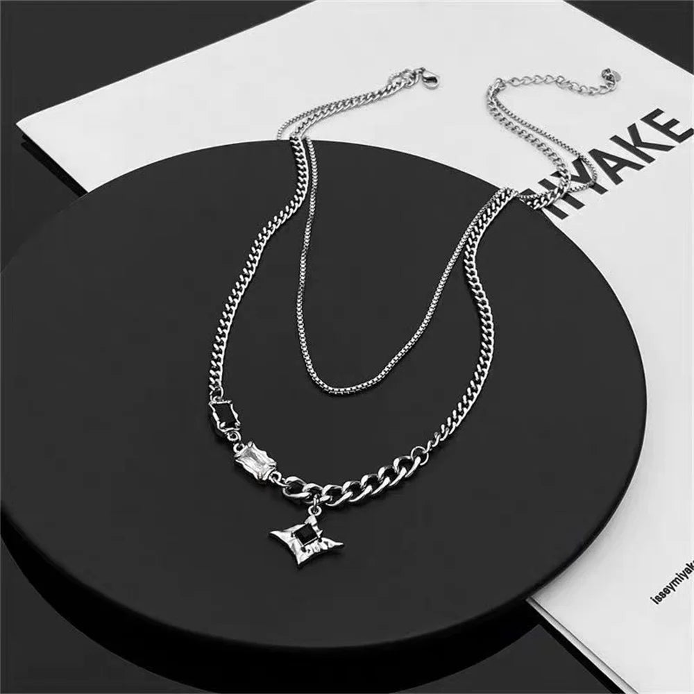 Collar de doble capa de estrella de circón