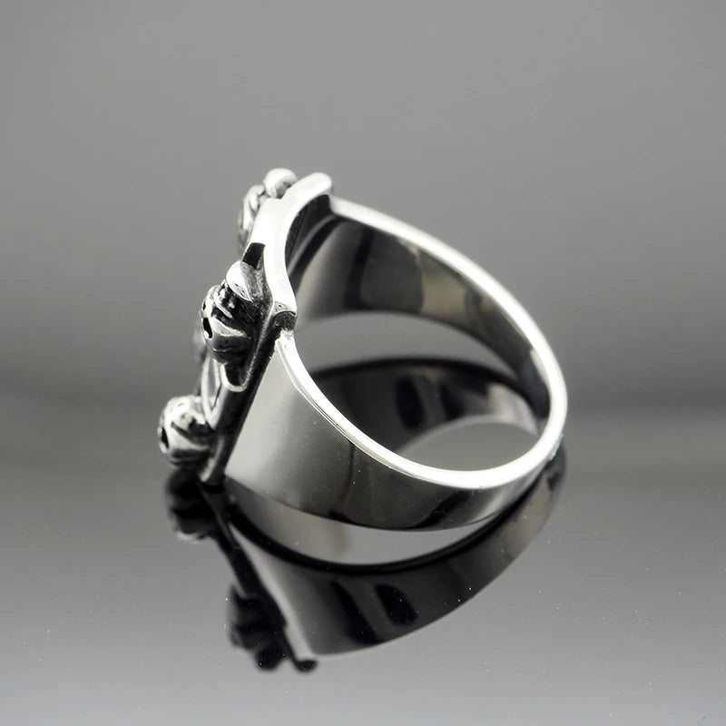 Anillo calavera y Cruz