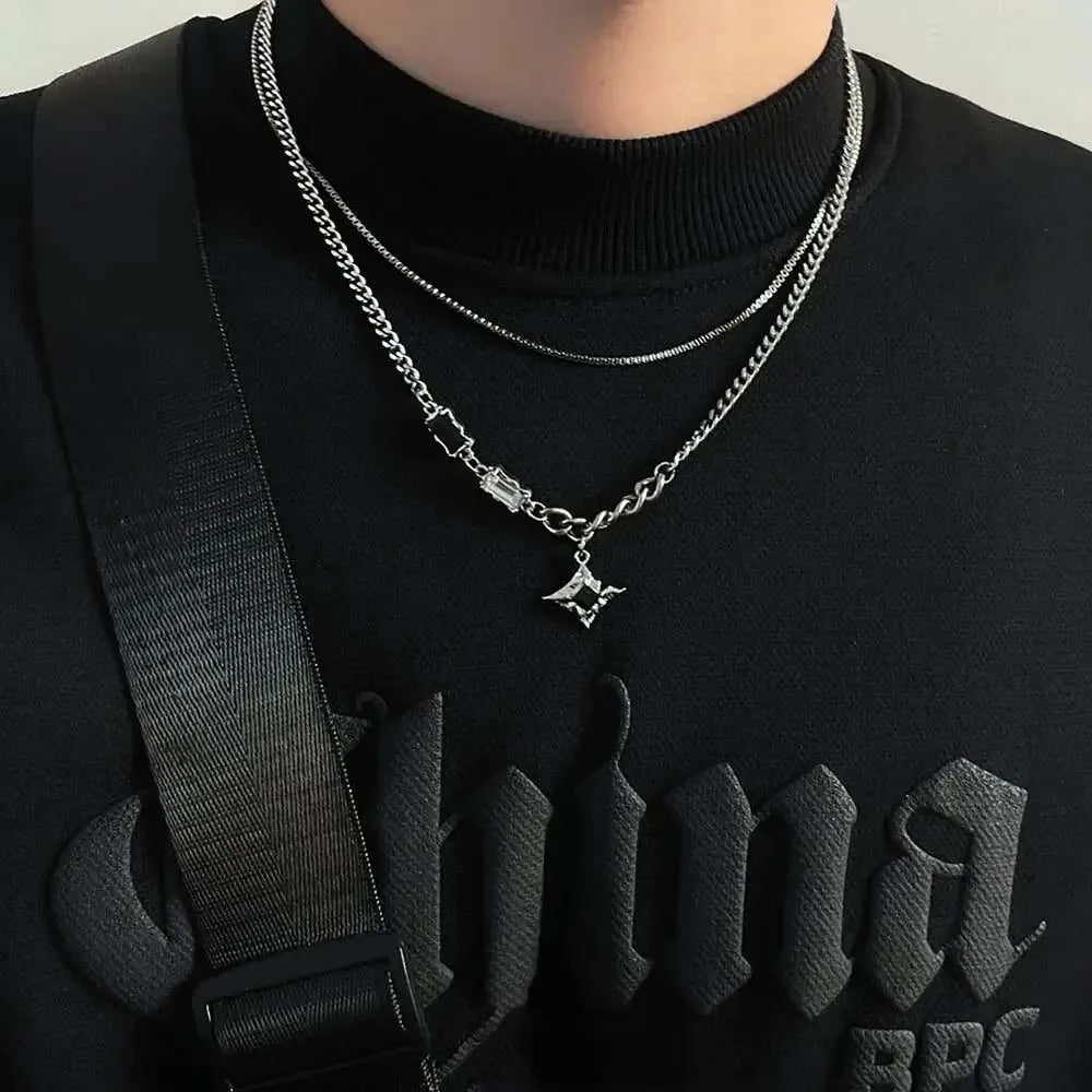 Collar de doble capa de estrella de circón
