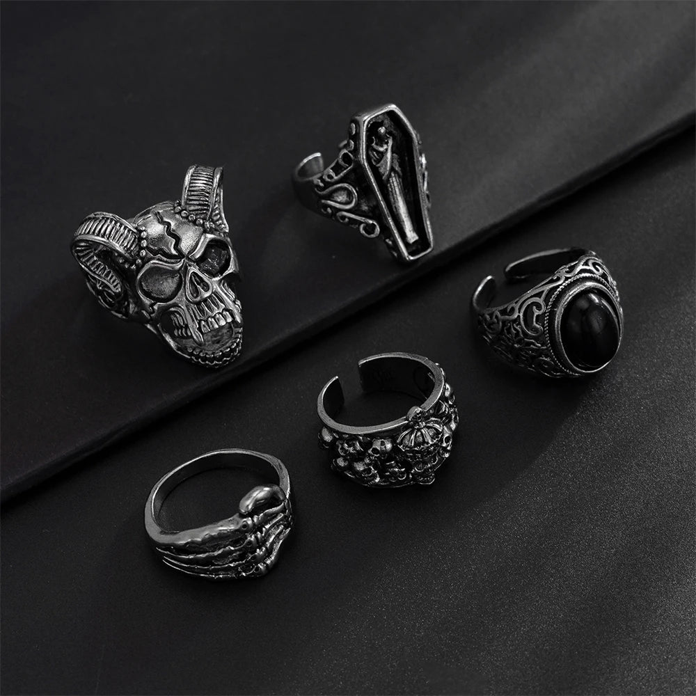 Pack 5 anillos goticos