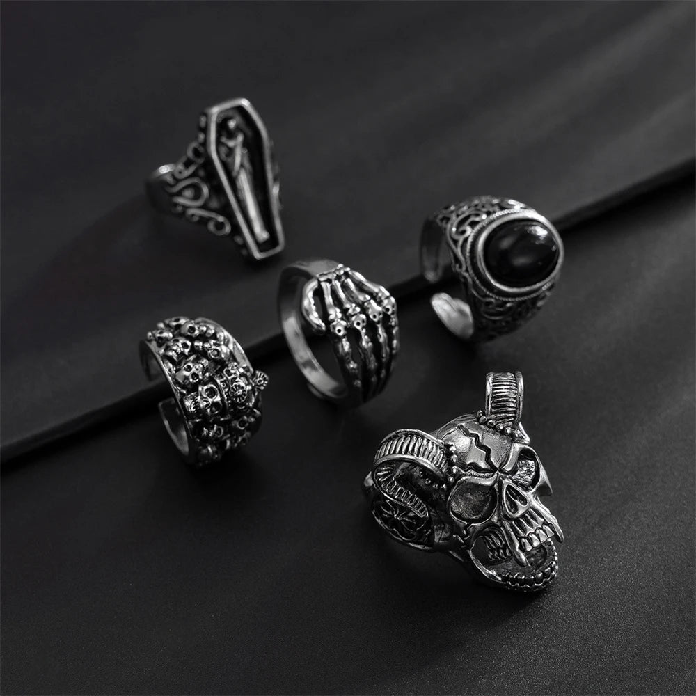 Pack 5 anillos goticos