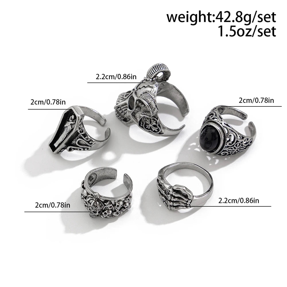 Pack 5 anillos goticos